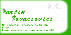 martin kovacsovics business card
