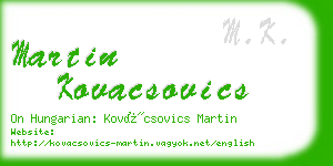 martin kovacsovics business card